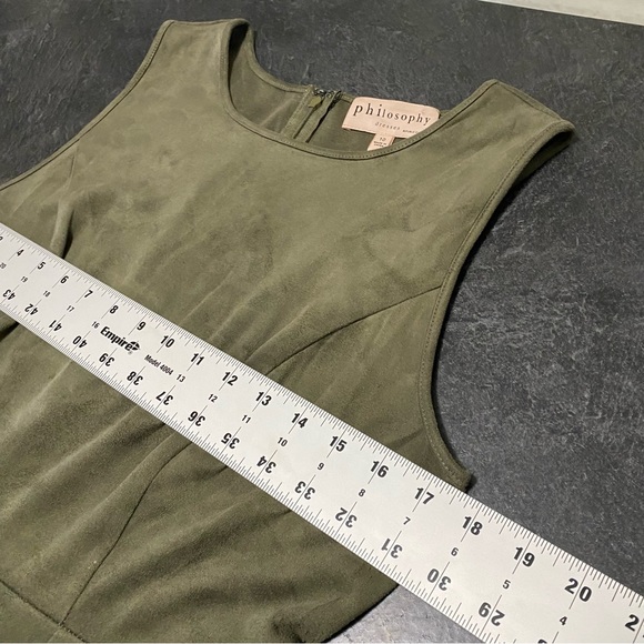 Philosophy Green Faux Leather/Suede Sleeveless  A-Line Dress Size 10 #0480 - Picture 9 of 12